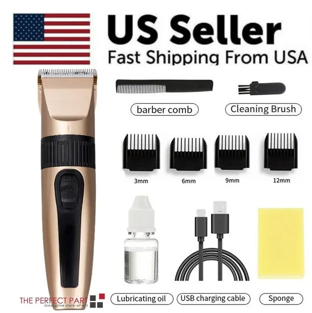Professional Hair Clippers Trimmer Mens Barber Hair Cutting Kit Machine Cordless