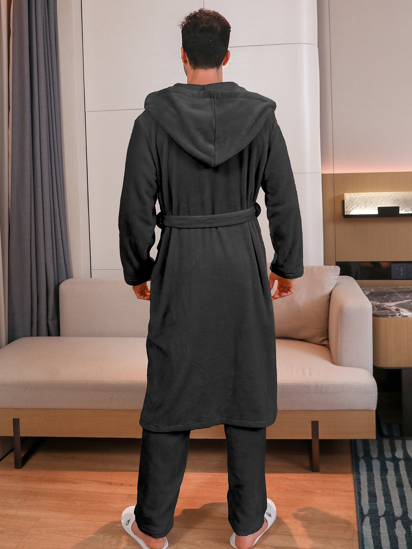 Polyester Long Sleeve Trousers Men's Pajama Set