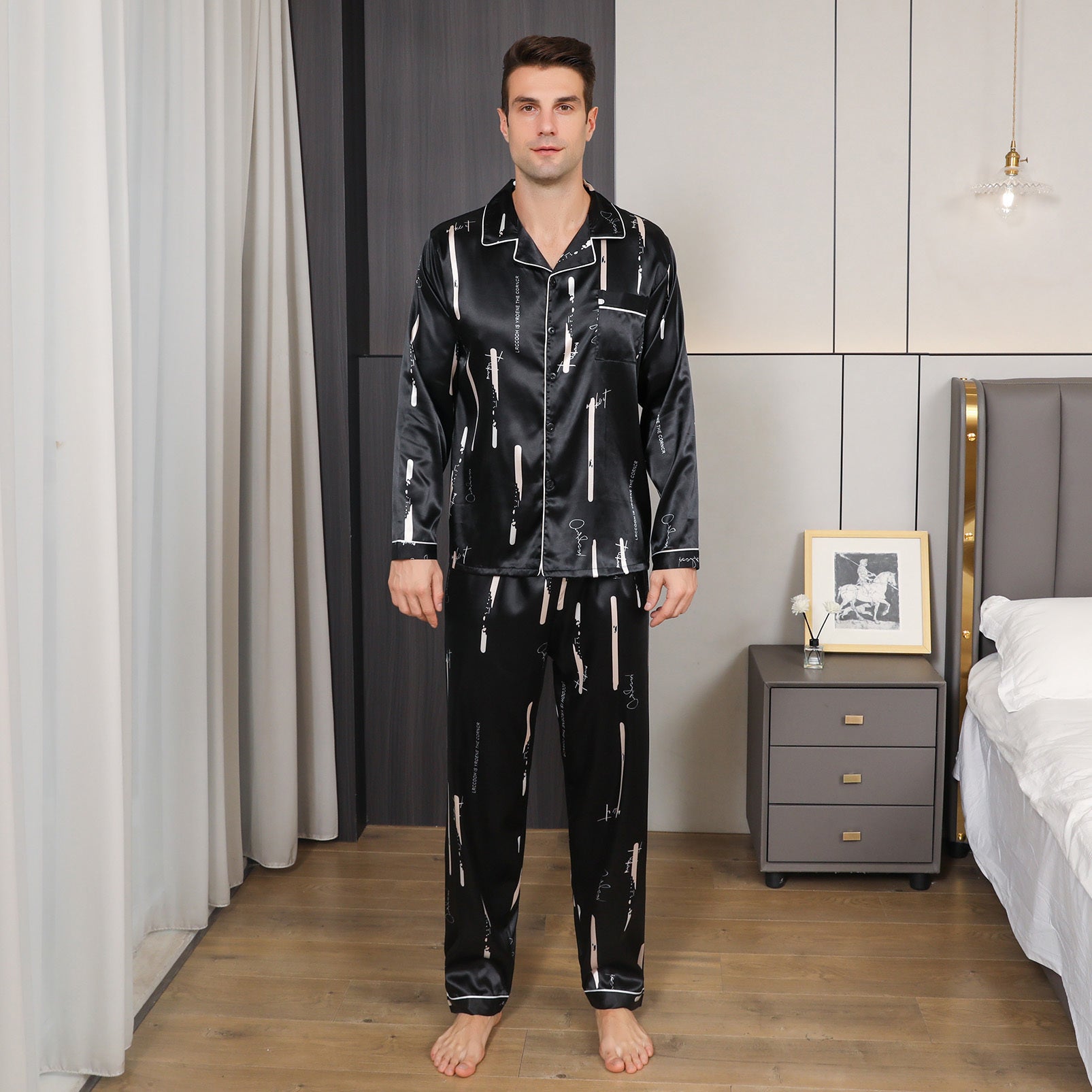Ice Silk Men's Pajama Set