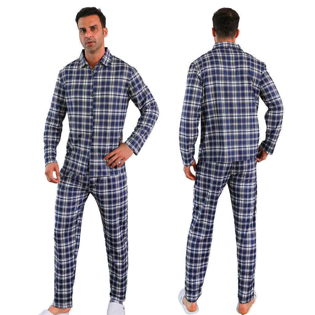 Ice Silk Long Sleeve Long Pants Men's Pajama Set