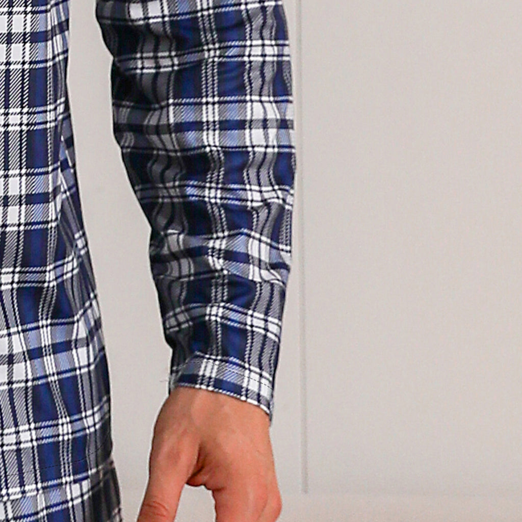 Ice Silk Long Sleeve Long Pants Men's Pajama Set