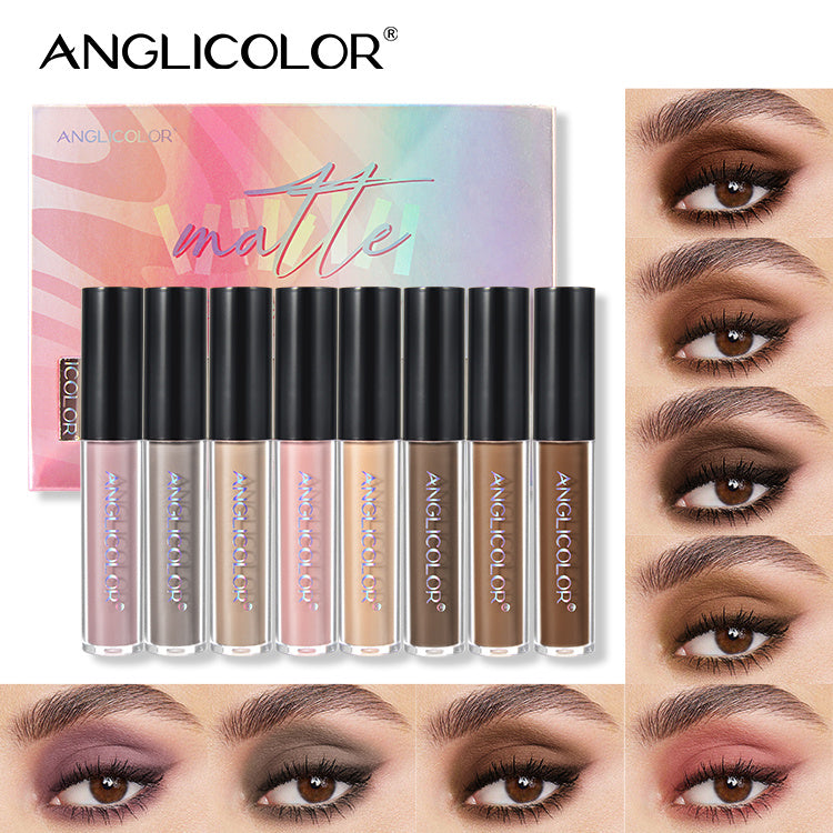 Anglicolor Liquid Eyeshadow 8-color Set Glitter Eyeshadow Set Waterproof Matte Eyeshadow Fine Shimmer Brightening Long-lasting