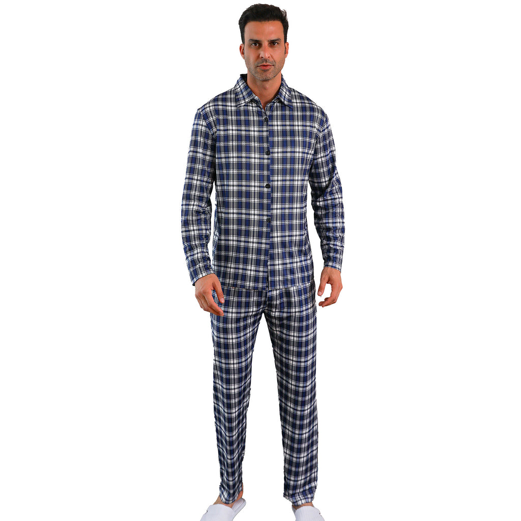Ice Silk Long Sleeve Long Pants Men's Pajama Set
