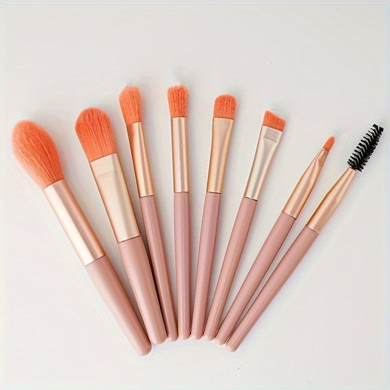A Set Of 8 Portable Makeup Brushes, Suitable For Concealer, Foundation, Soft Bristles, Eye Makeup Tools, Beginner Mini Set, Portable Beauty Tools